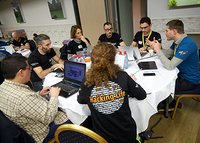 Group discussion around a table