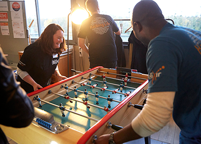 Playing table football